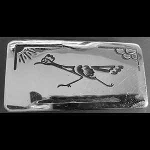 Vintage Chambers Road Runner Belt Buckle Silver with Black Enamel Unisex